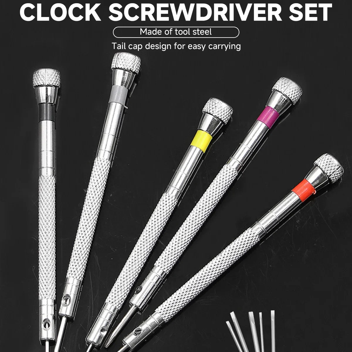 5pcs/set 0.8-1.6mm Steel Screwdriver for Watch Repairing Portable Watch Tools Band Removal with Mini Link Pins Watchmaker Tools