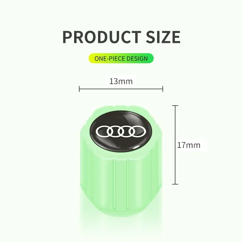 Car Luminous Tire Valve Caps Fluorescent Night For Audi A1 A3 A4 A5 A6 A7 A8 Q2 Q3 Q5 Q7 TT S line S3 S4 S5 S6 R8 RS Accessories