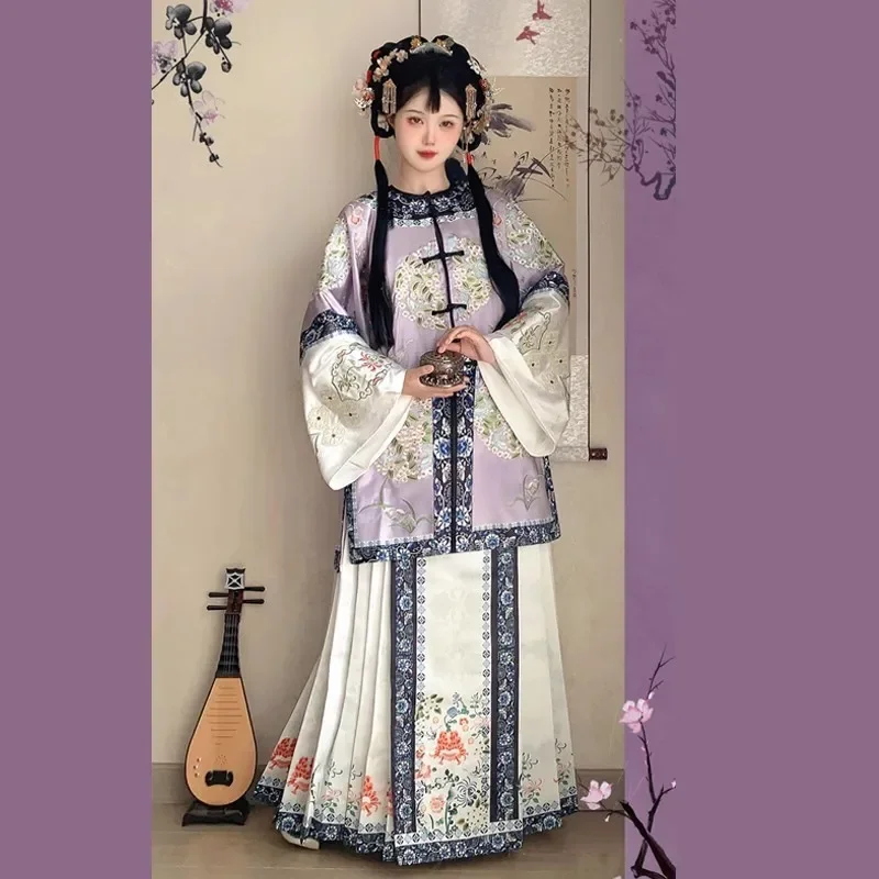 Hanfu เสื้อเชิ้ตผู้หญิงตัวยาวปักลาย Jin Young grandma สำหรับนักธุรกิจ