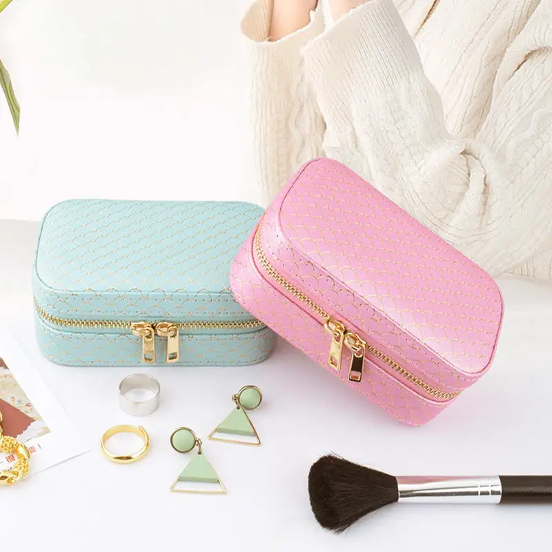 Mini Portable Travel Jewelry Storage Box Pu Leather Multifunctional Storage Box For Necklace Bracelet Earrings Ring Storage