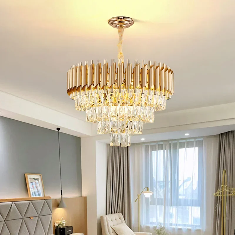 Modern Bedroom Living Dining Room Lighting Luxury Crystal Pendant Lights Gold Ceiling Chandelier Indoor Decorations Led Fixture