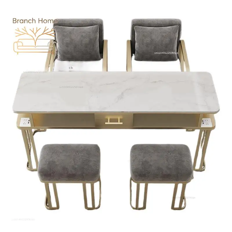 Nail art table and chair set Internet celebrity nail art table and chair set single and double three people light luxury simple