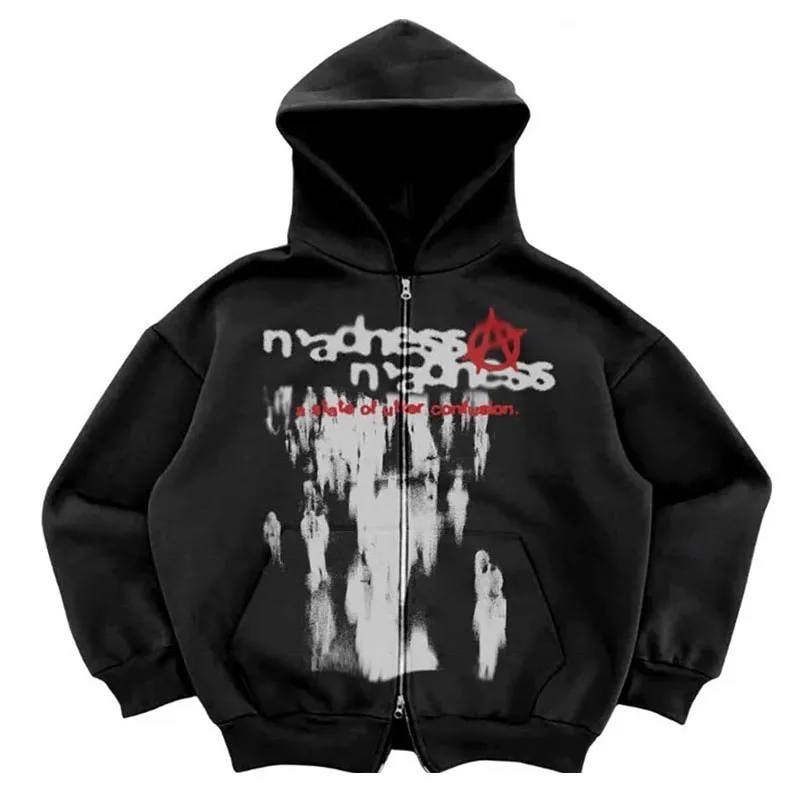 Streetwear Hoodie Y2k Hip Hop Hoodie Sweatshirt Mens New Punk Rock Gothic Pullover Hoodie Clothes