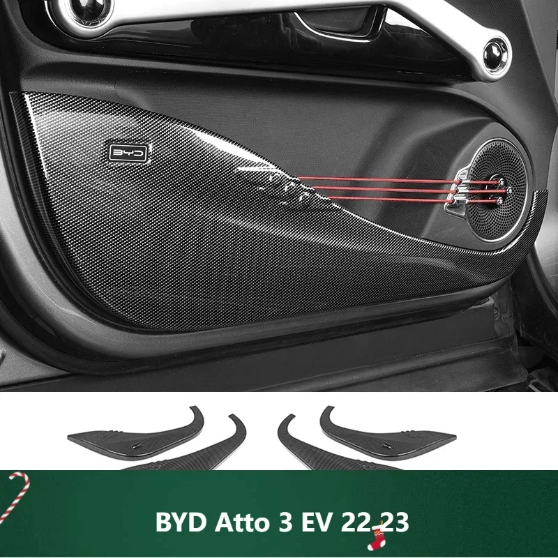 Car Anti Scratch Door Protector ABS Carbon Fiber Car Threshold Protection Bumper Film Sticker Styling for BYD Atto 3 EV 22 23