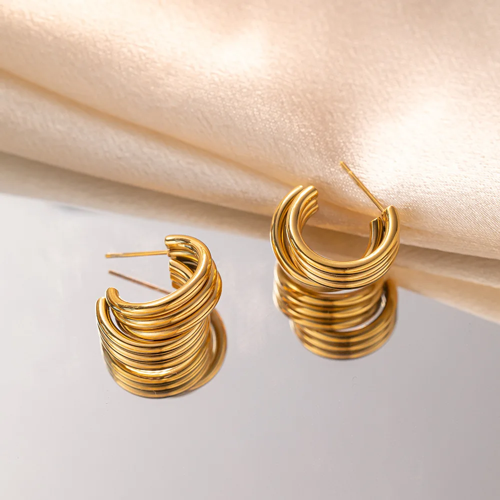 

PAPERPLUS | Elegant Stud Earrings for Women Stainless Steel Geometric European Street Jewelry Simple New