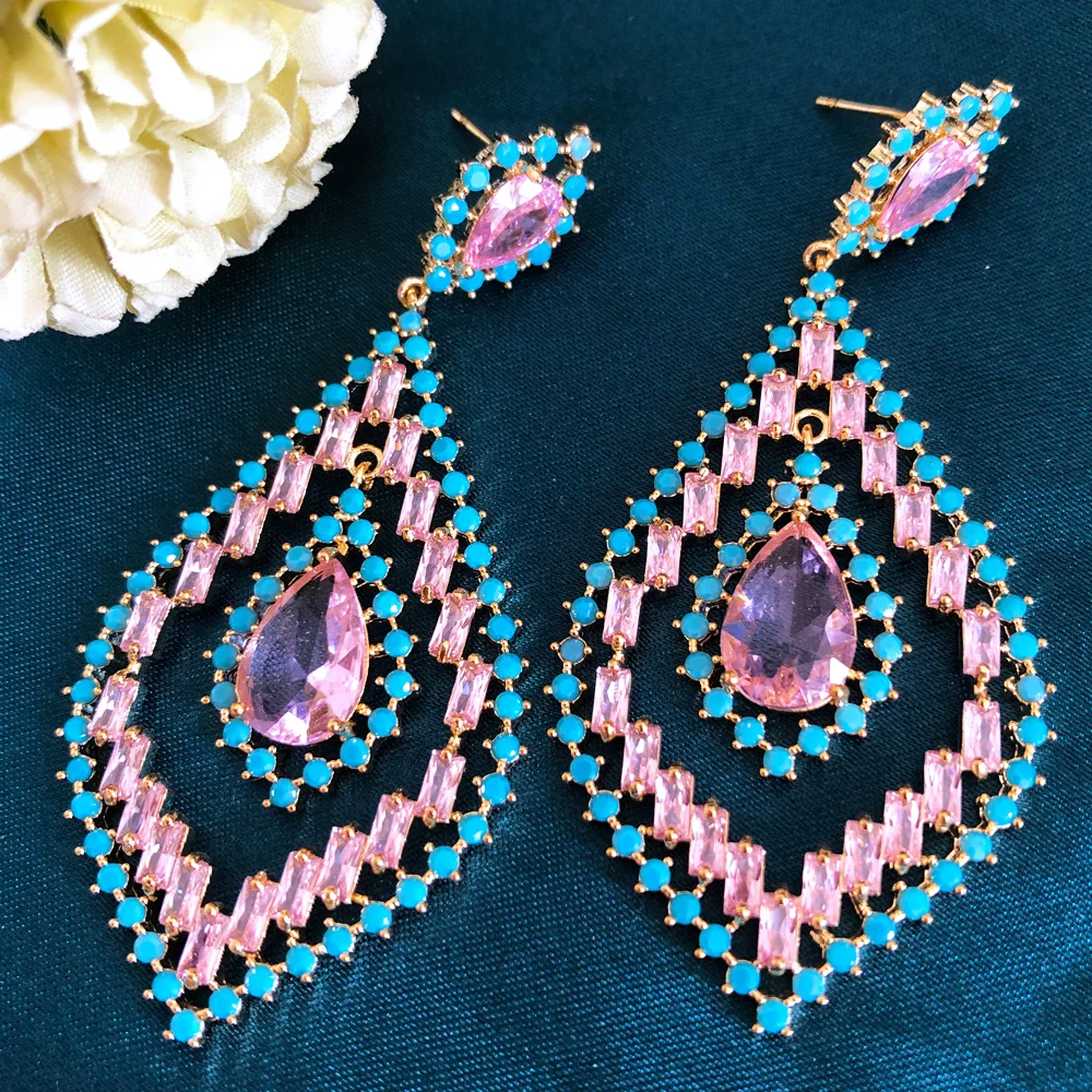 

Missvikki New Hot High Quality Shiny Luxury CZ Pendant Dangle Earrings For Women Daily Fashion Party Show Bridal Wedding
