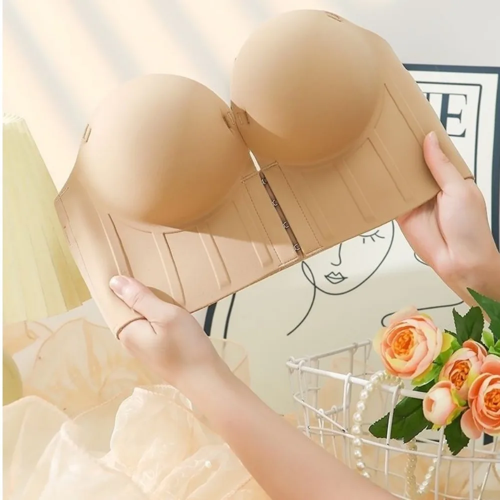 Strapless Bra Beauty U Back Push Up Bra Invisible Anti-Sagging Thickened Pad Bra Underwear Gathered Wireless Bra Wedding
