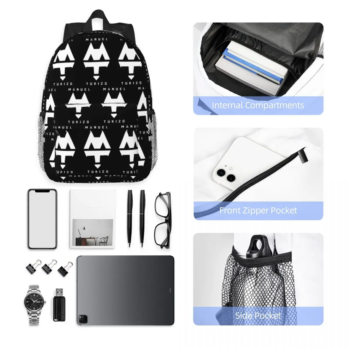 Rapper Manuel Turizo Logo Backpack Hot Sale Daypack Large Capacity Boys Girls BookBag Shoulder Bags for Men Women School Bag