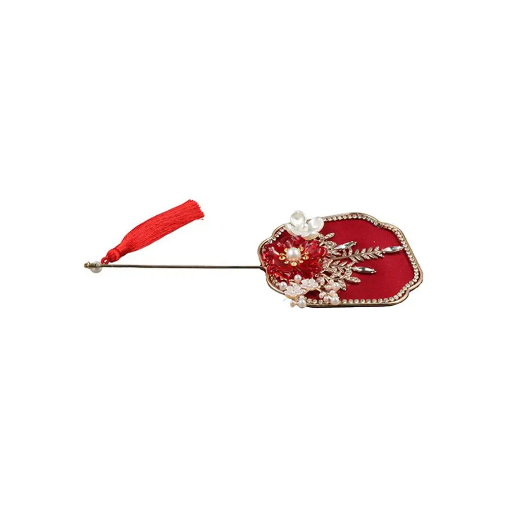Chinese Style Mini Chinese Fan with Pendant Handheld Bridal Group Fan Tassels Ancient Chinese Silk Fan Chinese Wedding