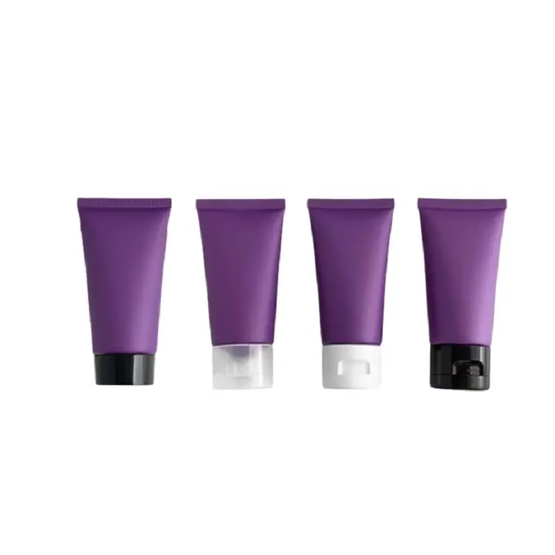 

30Pcs Refillable Plastic Bottle Empty PET Purple Frosted Tube 50G Packaging Cosmetic 50ML Portable Container Squeeze Bottles