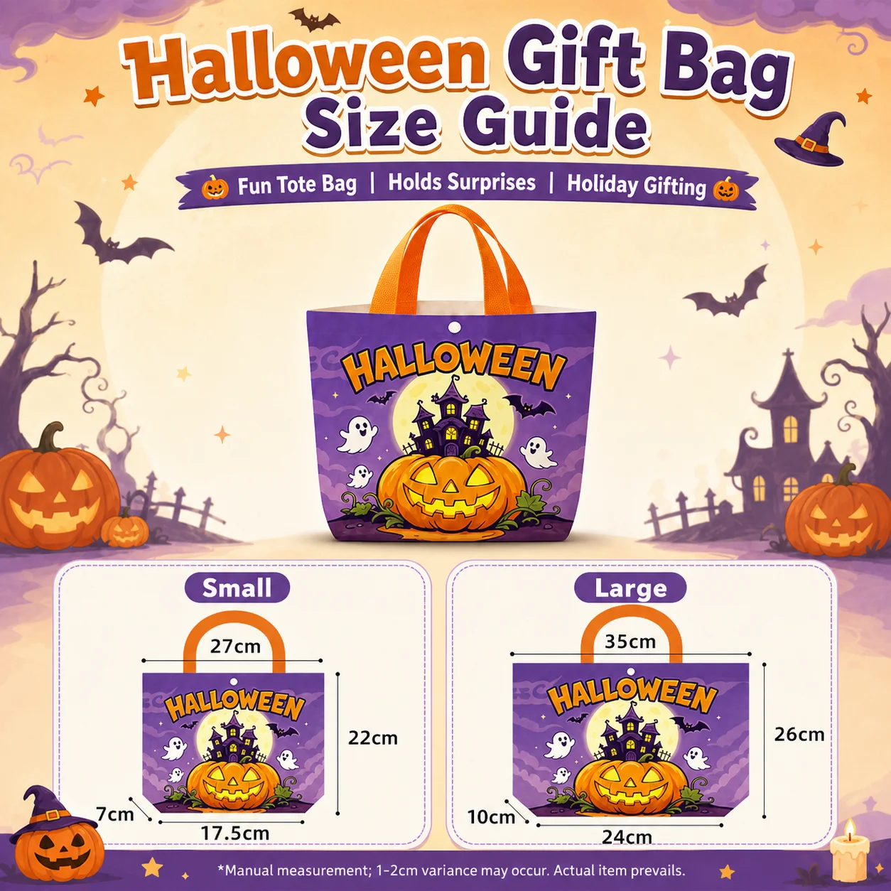 Canvas Shopping Bag Non Woven Halloween Tote Bag Canvas Handbag Large Capacity Holiday Gift Bag For Gift Wrapping Halloween