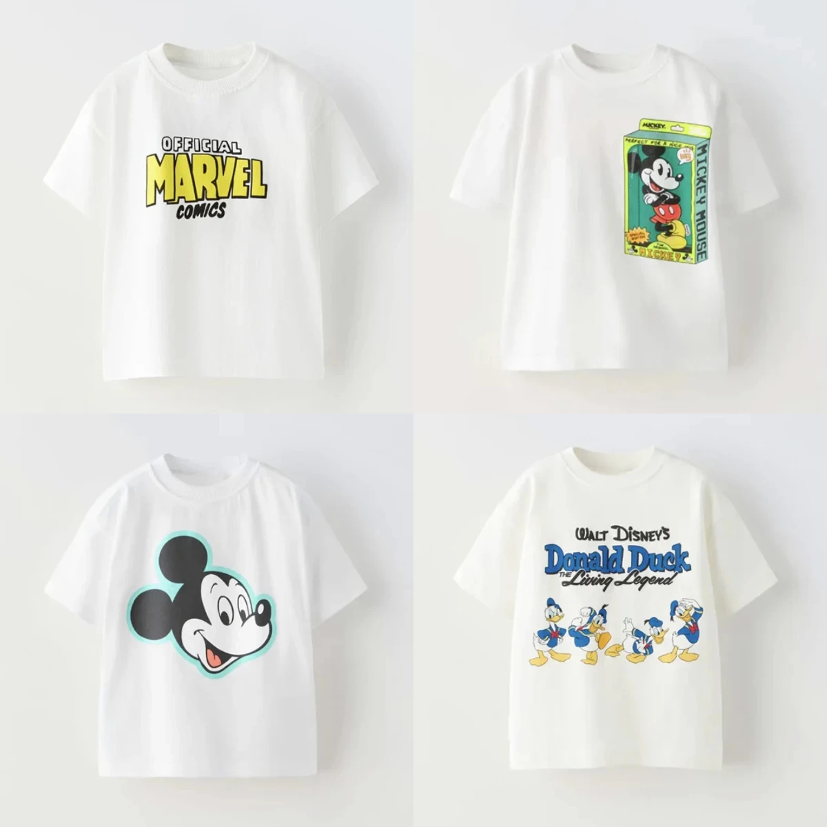 الأبيض تيز الاطفال أزياء عارضة فضفاض تي شيرت الأولاد طفل بسيط تنوعا قاعدة قميص ميكي ماوس الطباعة لطيف قصيرة الأكمام قمم