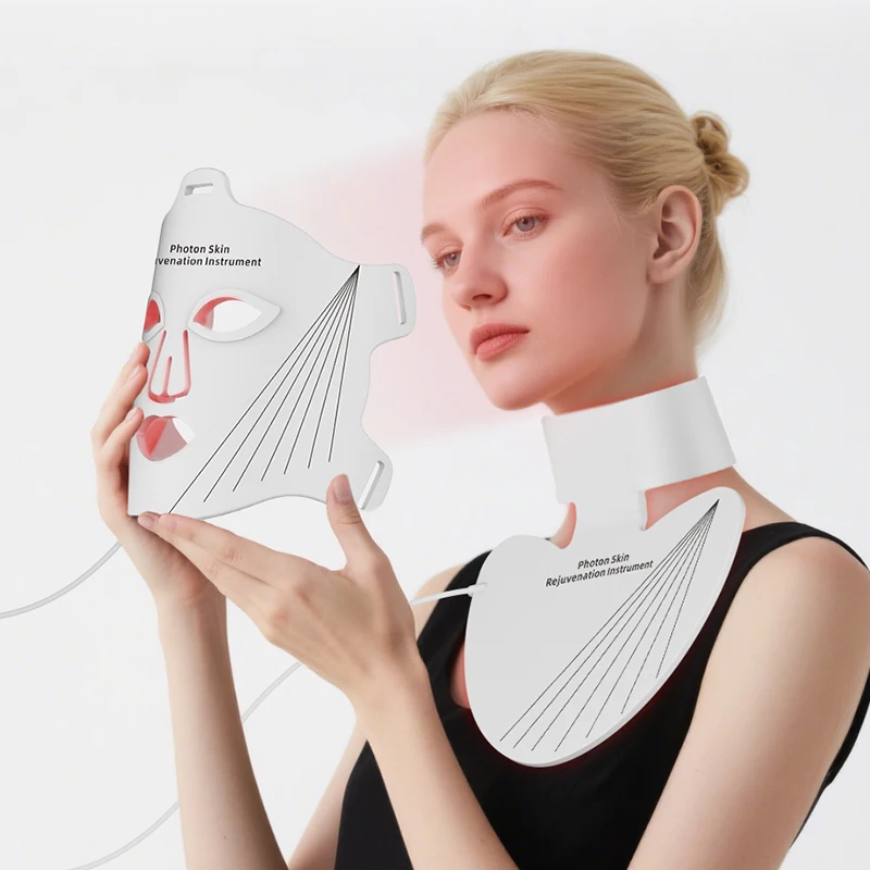 New Silicone LED Mask Home Photorejuvenation Beauty Device Neck-Fitting for Personal Care