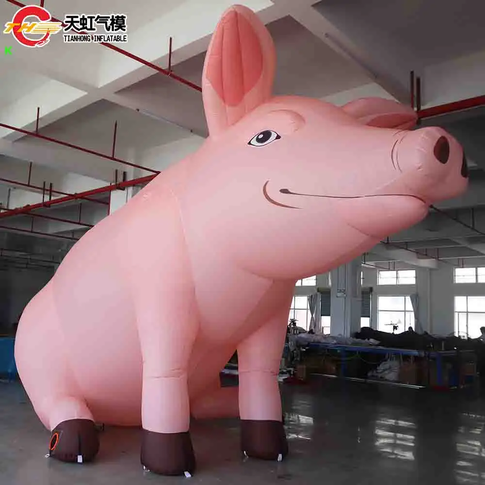 Fast Shipping 4m/6m/8m Giant Inflatable Pink Pig Cartoon Model for Decoration Outdoor Advertising Inflatable Animal Model