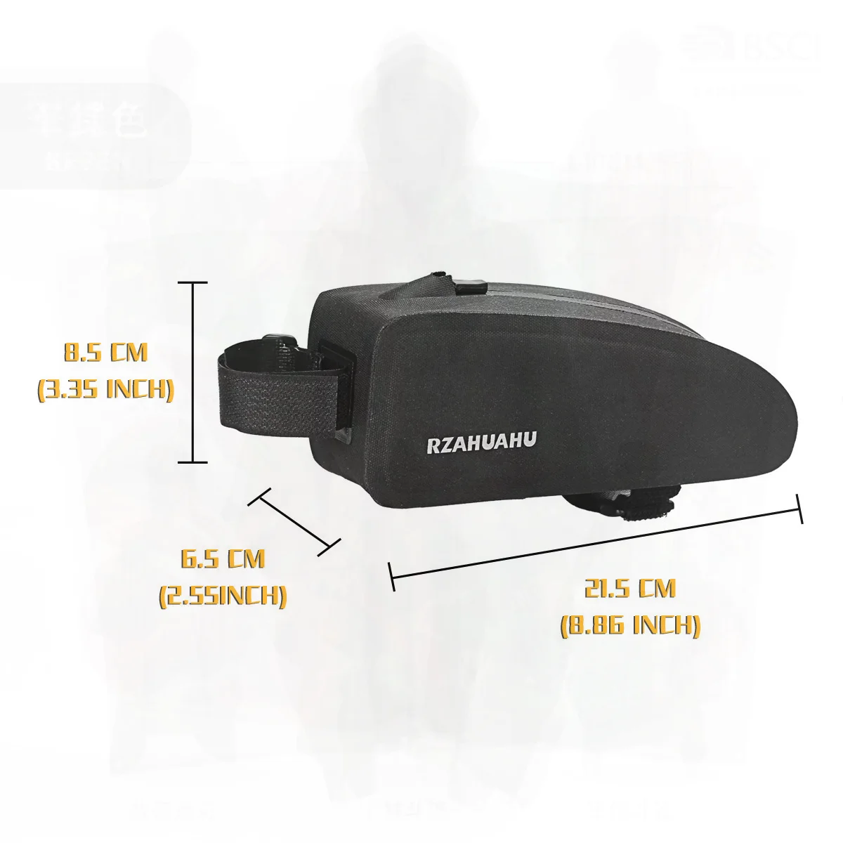 

RZAHUAHU Водонепроницаемая сумка для велосипеда, сумка с передней балкой, седельная сумка для шоссейного и горного велосипеда, черный нейлоновый аксессуар для хранения