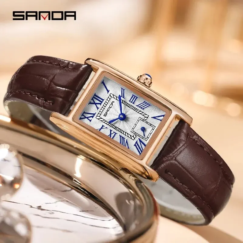 SANDA 1116 تصميم أنيق مستطيل الهاتفي مقاوم للماء ساعة كوارتز للنساء الفاخرة كل مباراة الفتيات ساعة اليد للصدمات Relogio
