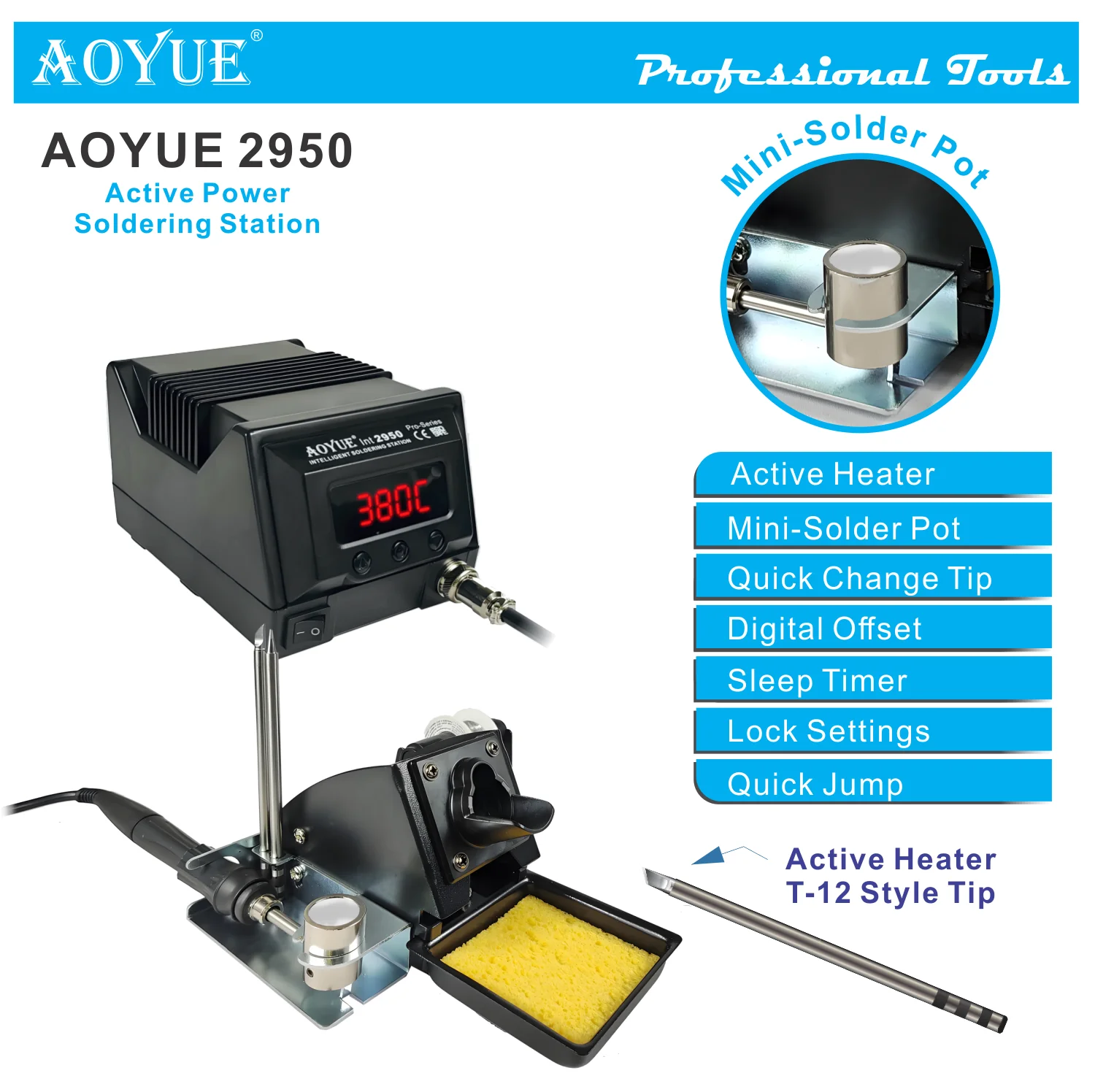 2026 جديد Aoyue 2950 محطة لحام اثنين في واحد نظام دمج مايكرو لحام وعاء لحام وظائف أدوات لحام