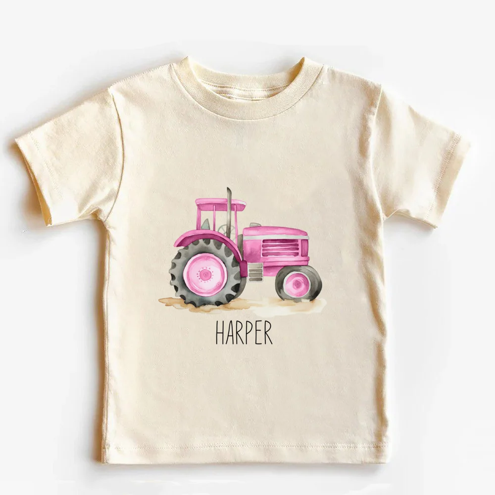 Personalized Tractor Toddler Shirt Halloween Kids T-Shirt Custom Name Farm Tractor Tee Boho Natural Kids Shirts