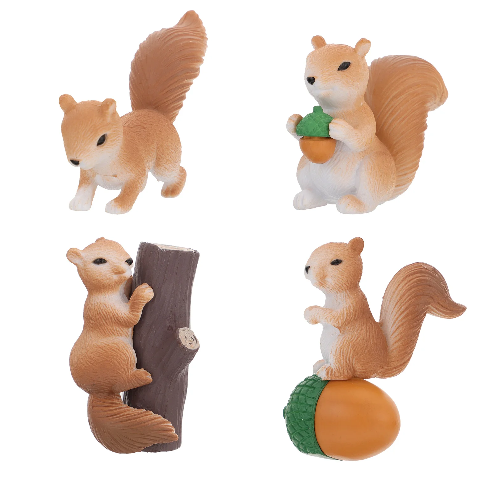 4 PCS Little Squirrel Model Simulated Animal Toy Childrens Toys Educational PVC Game Kindergarten Reward Cartoon Mini Forest