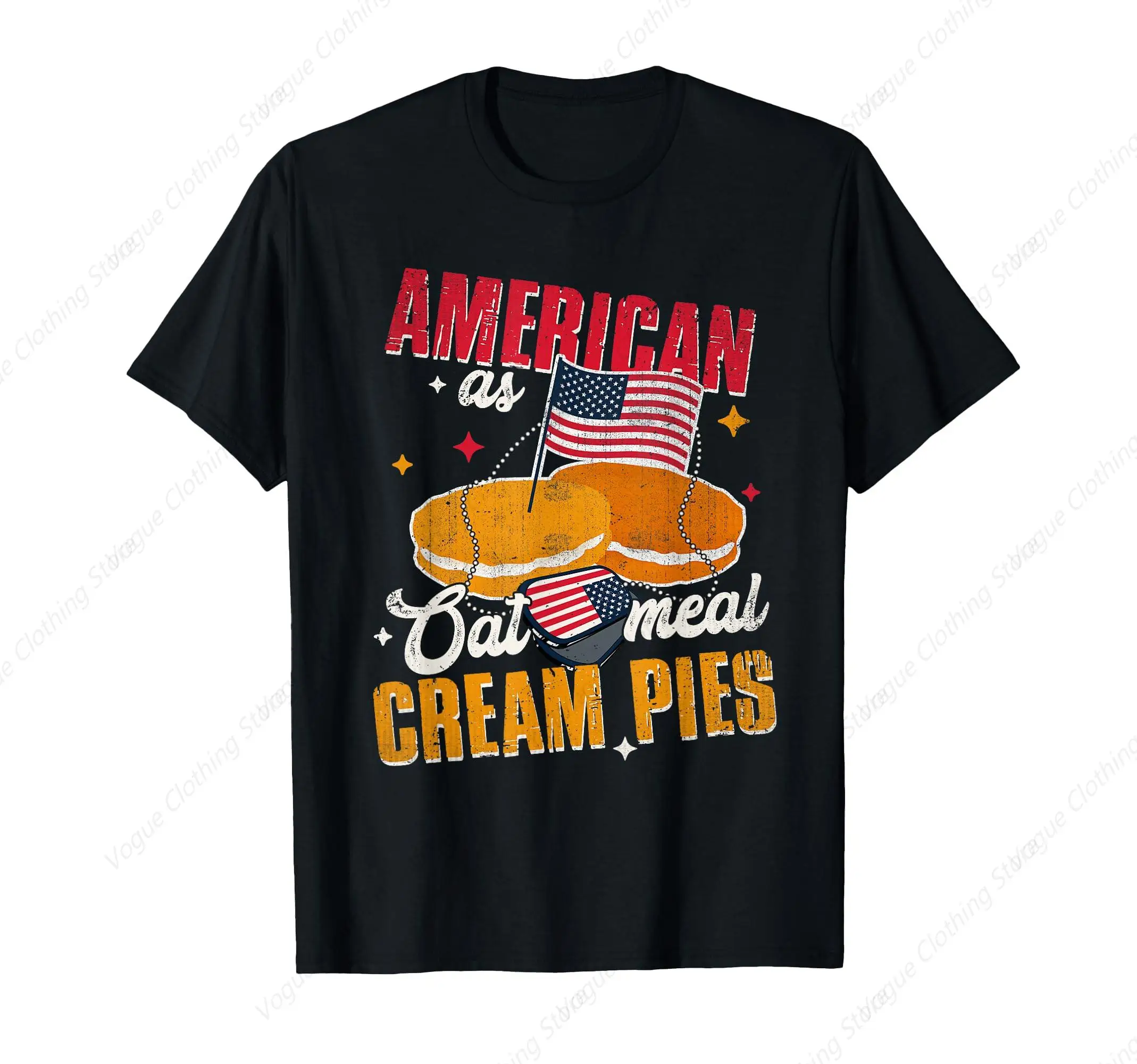 American As Oatmeal Cream Pies Cake Lover Dessert T-Shirt Outdoor Sport Tops Leisure Gifts Funny Graphic Short Sleeve