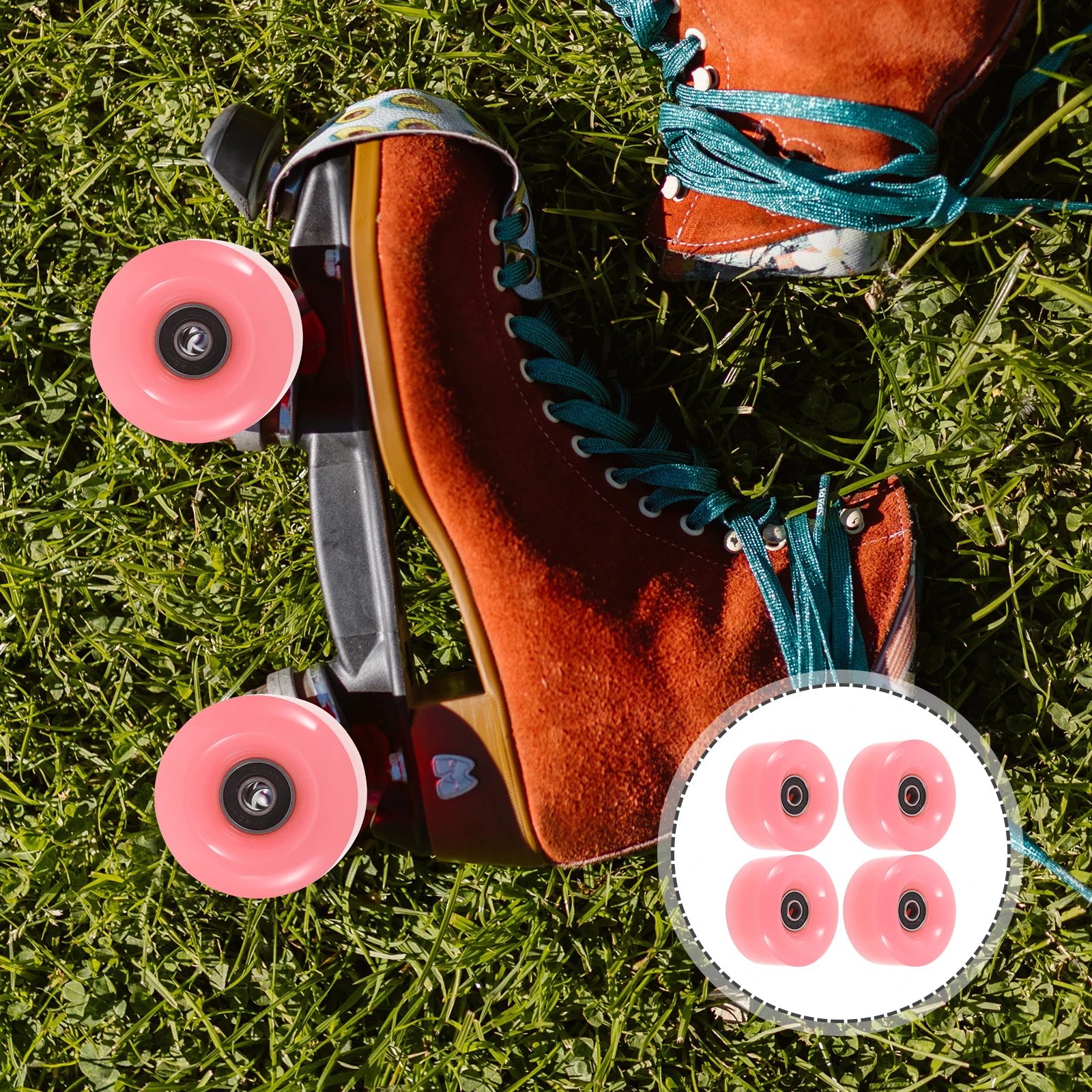 

4pcs Roller Skate Wheels Outdoor Indoor Replacement Skating Wheels Double Row Roller Skates Skateboard Accessories Multi Surface