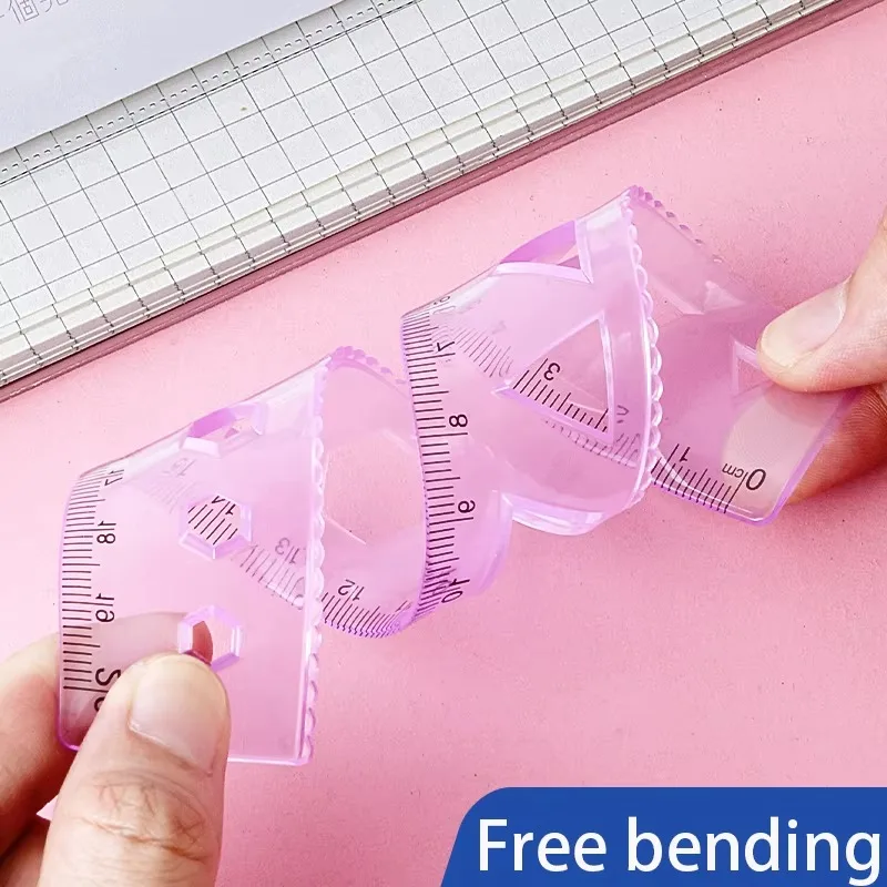 Flexible Ruler 20cm Soft Plastic Transparent PVC Drawing Tool for Kids Primary School Supplies Stationery Set Durable Creative