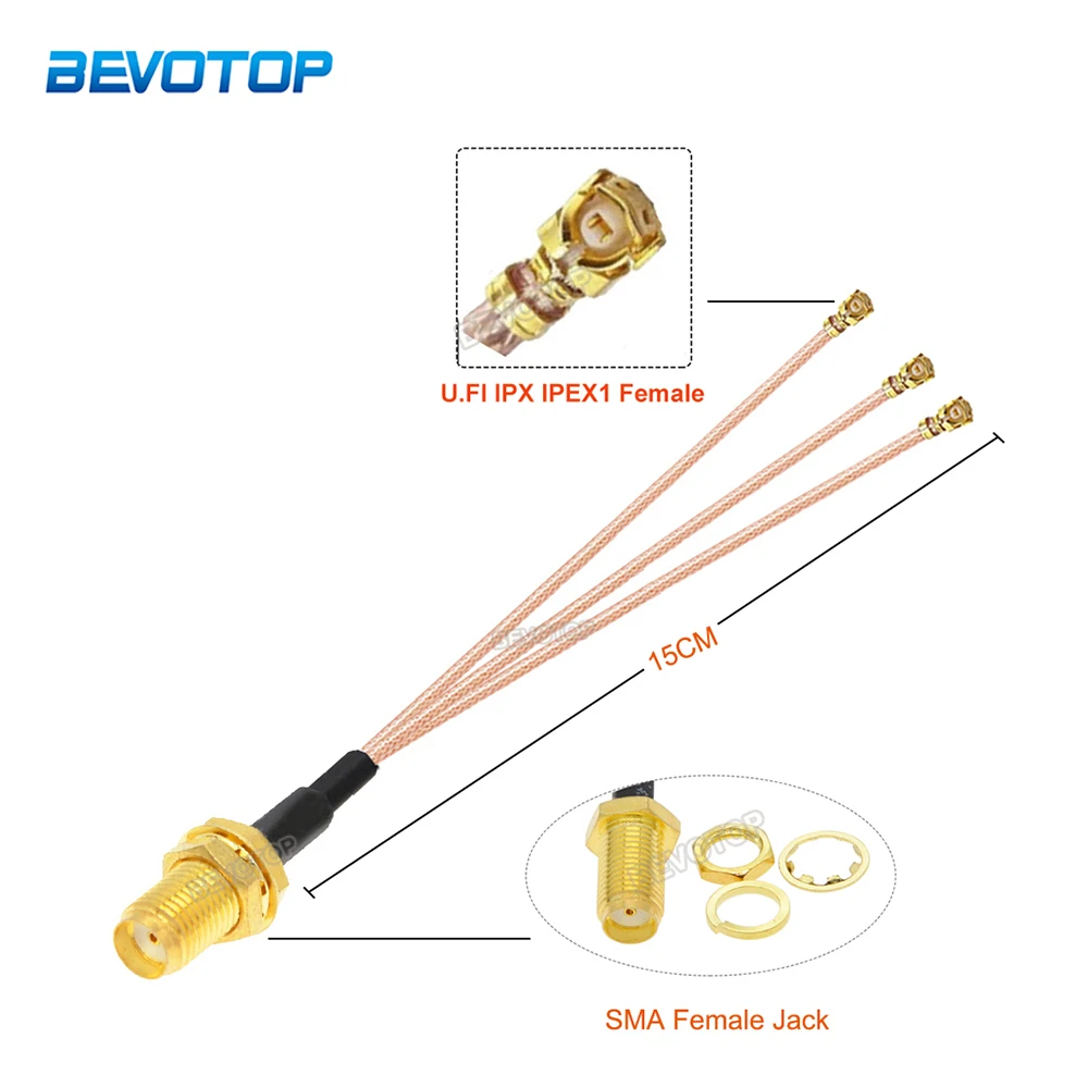 

RG178 Cable SMA/RP SMA Female Jack to 3*U.FL 1 Female Jack 1 to 3 Triple Splitter Pigtail WIFI Antenna Extension Jumper
