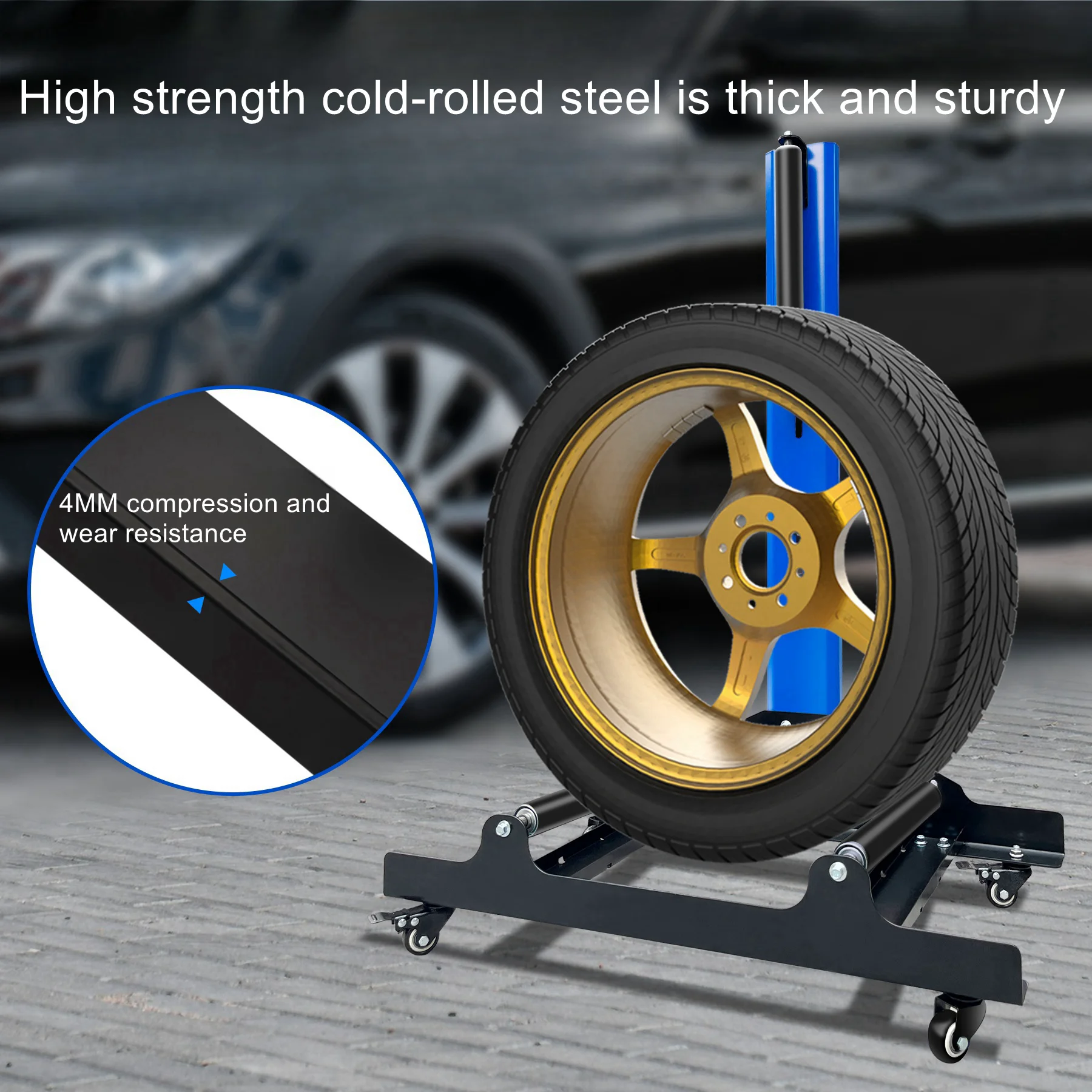 Car Tire Wheel Cleaning Placement Rack Rotating Rolling Car Wash Tool Tire Wheel Cleaning Crystallization Stand