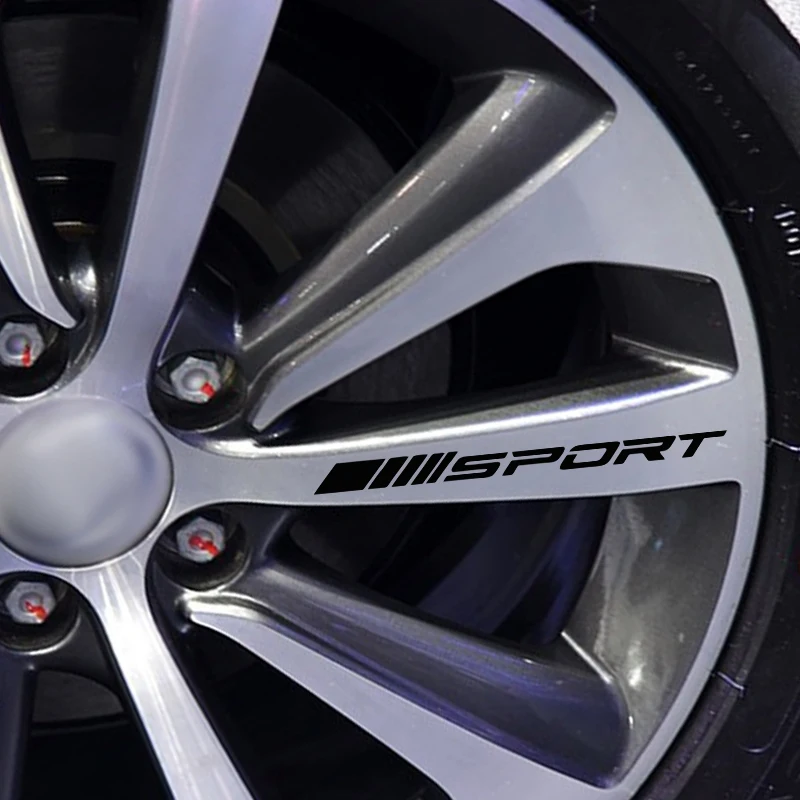 Moda 4 szt. Naklejki samochodowe koła felgi wyścigi sportowe DIY paski dekoracyjne naklejki godło Car Styling samochód SUV akcesoria do samochodów ciężarowych — zdjęcie 4
