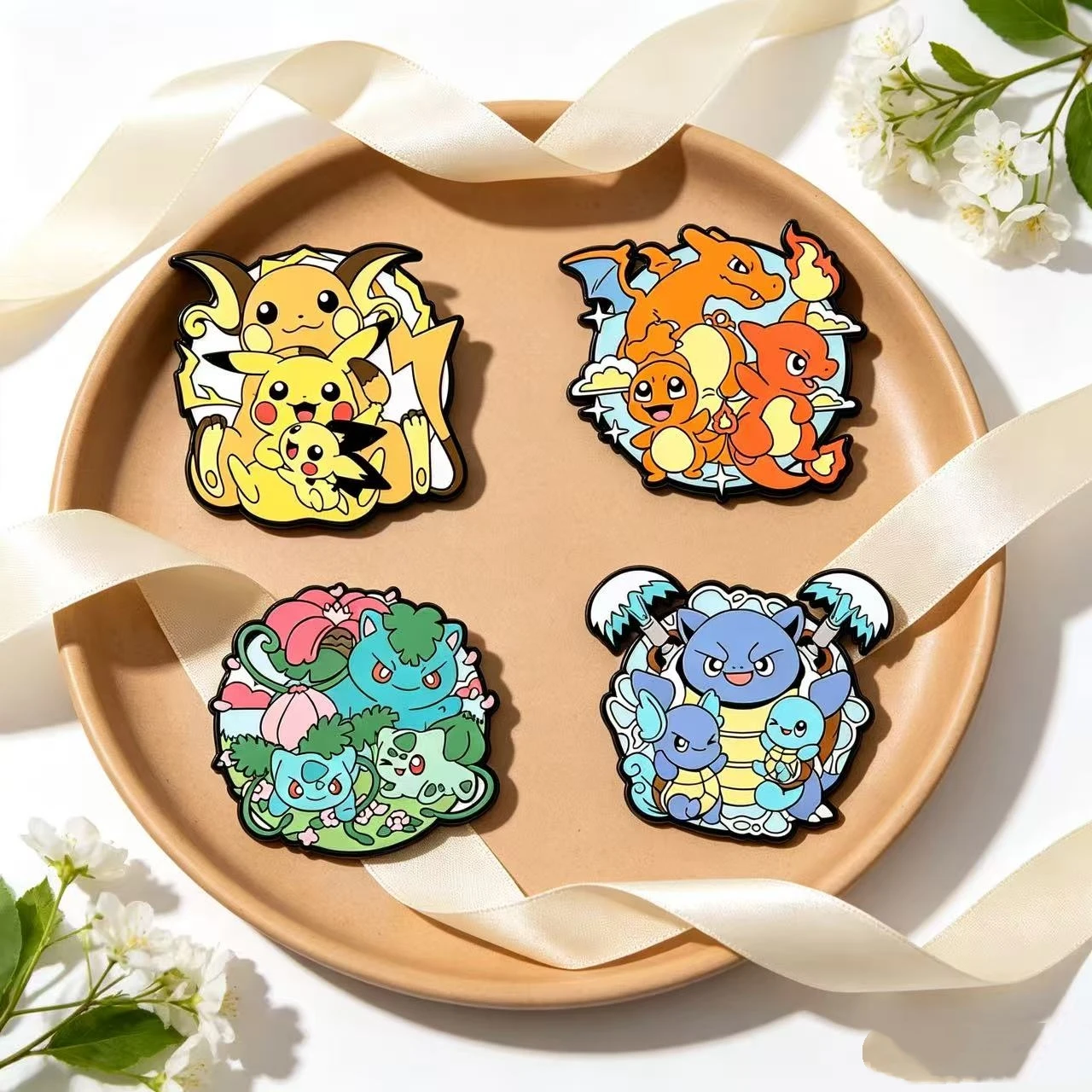 4Pcs Evolution Group Cartoon Monster Metal Enamel Pin Set, Decorative Lapel Pins for Denim Jackets Backpacks Clothing