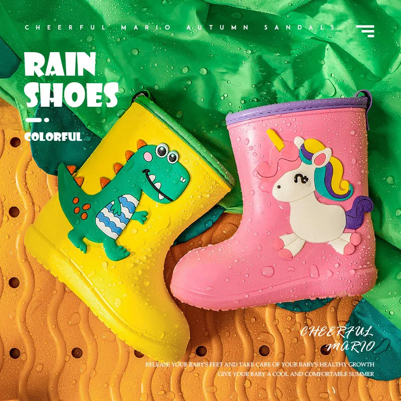 Children Dinosaur Rain Boots Kids Girl Boy Waterproof Toddler Rainboots EVA Non-slip Outdoor Cartoon Rubber Water Shoes Boots