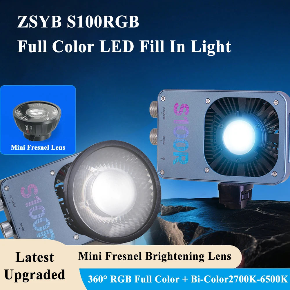 Lampe de photographie COB polychrome 100W RGB, lumière de poche à intensité variable avec application d'objectif à monture Bowens