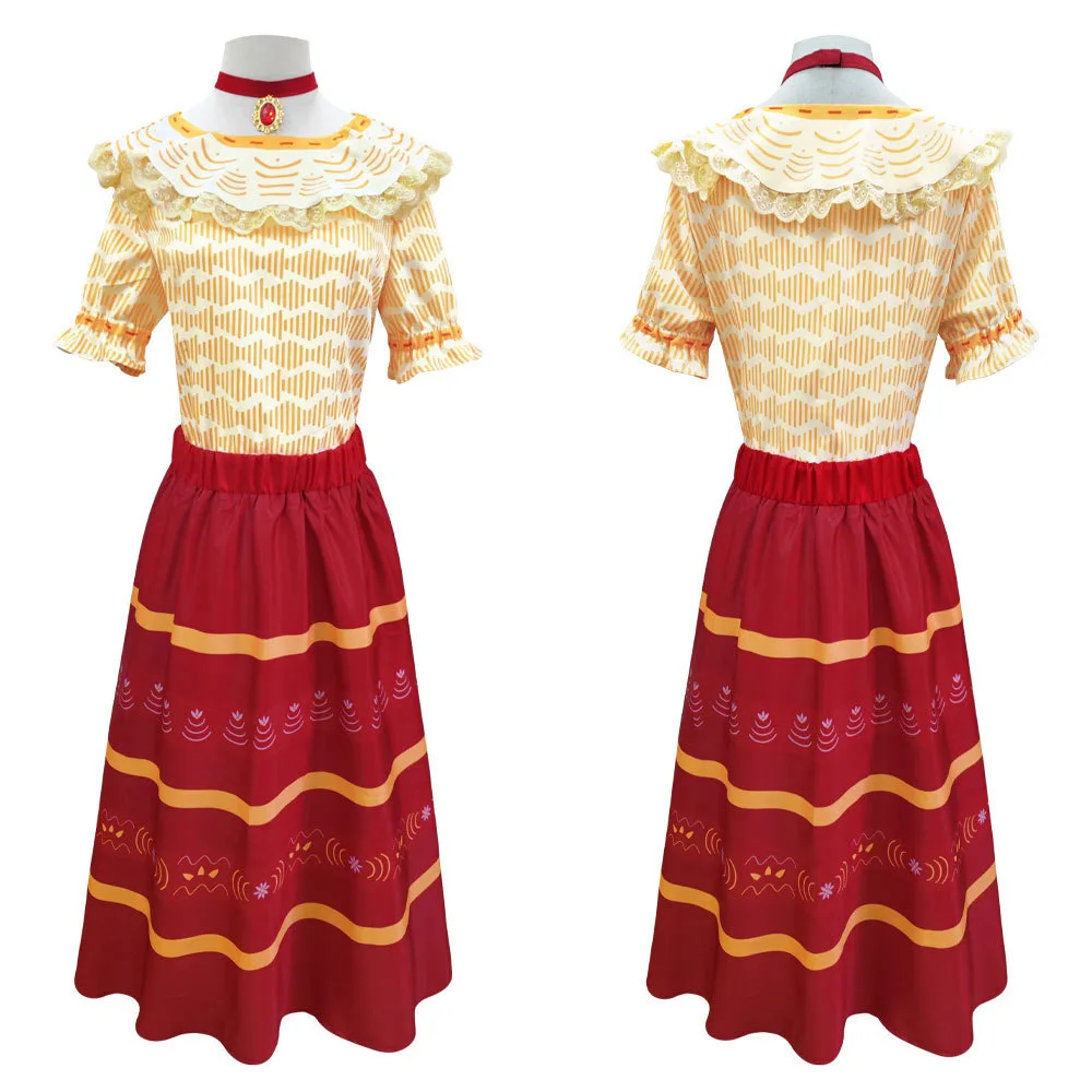 Family Encanto Dolores Madrigal Cosplay Costume Dolores Cosplay Dresses for Adult Women Halloween Carnival Party