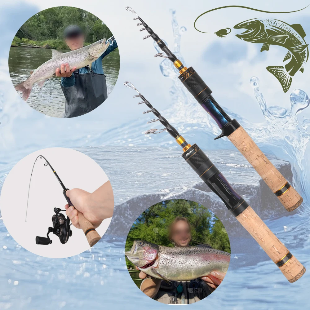ROLLFISH Teleskop-Forellenrute UL Action Reise-Angelrute für Bachfischen, faltbares Design & Aufbewahrungstube & 100m Angelschnur – Detail 4