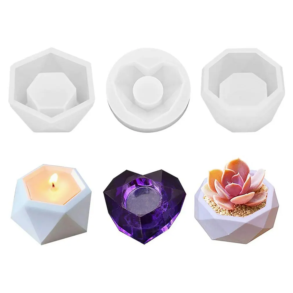 3D Silicone Mold Small Flowerpot Epoxy Reusable Mold For Succulent Plant Pots Concrete Cement Clay Mold Candle Soap Making Mould