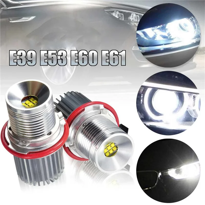 

6Pcs 45W White LED Car Angel Eyes LED Marker HALO Ring Light Bulb Headlight Bulb For -BMW E39 E53 E60 E61