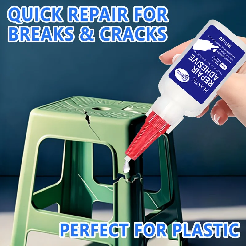 Plastic Stool Repair Glue - Instant Bonding That Won't Fall Off! Quickly Fixes Cracks, Broken Legs, and Missing Corners. High-St