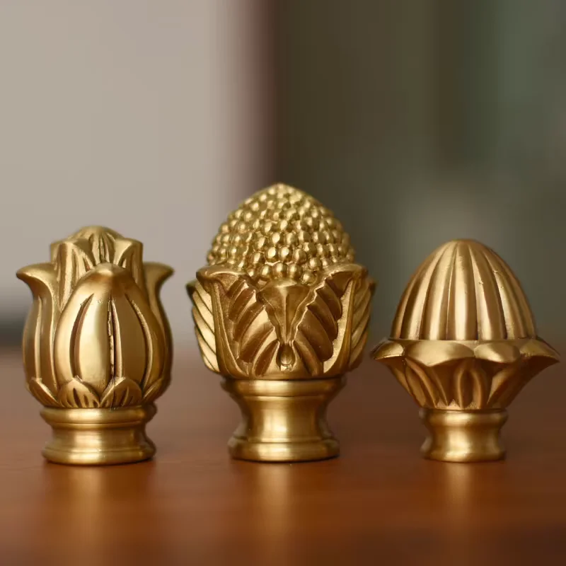 Vintage European Ceramic Glass Lamp Nut Solid Brass Embossed Round Cap for Garden Lighting Fixtures
