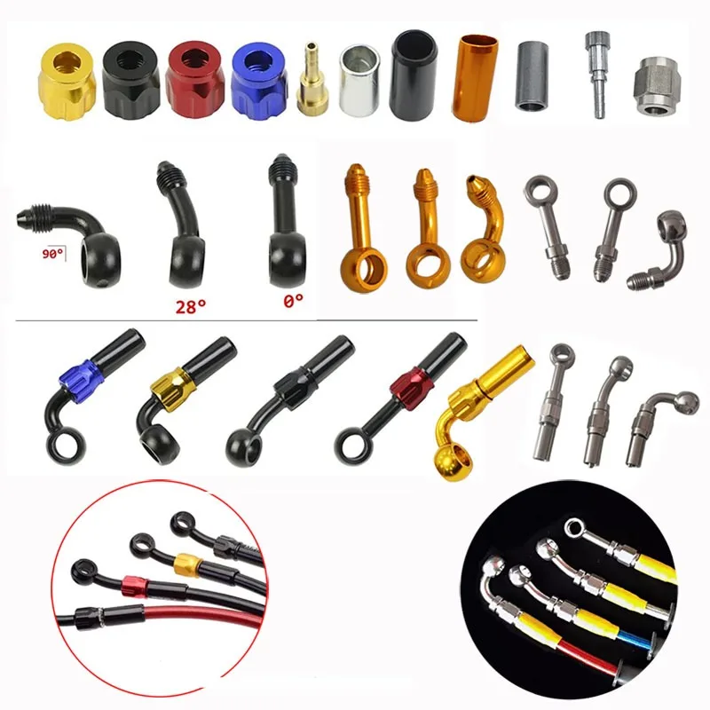 Universal Alloy Motorcycle Brake Hose AN3 Fittings Adapter 360 Degree Rotatable Banjo Fit M10 Clutch Oil Pipe Joint Connector