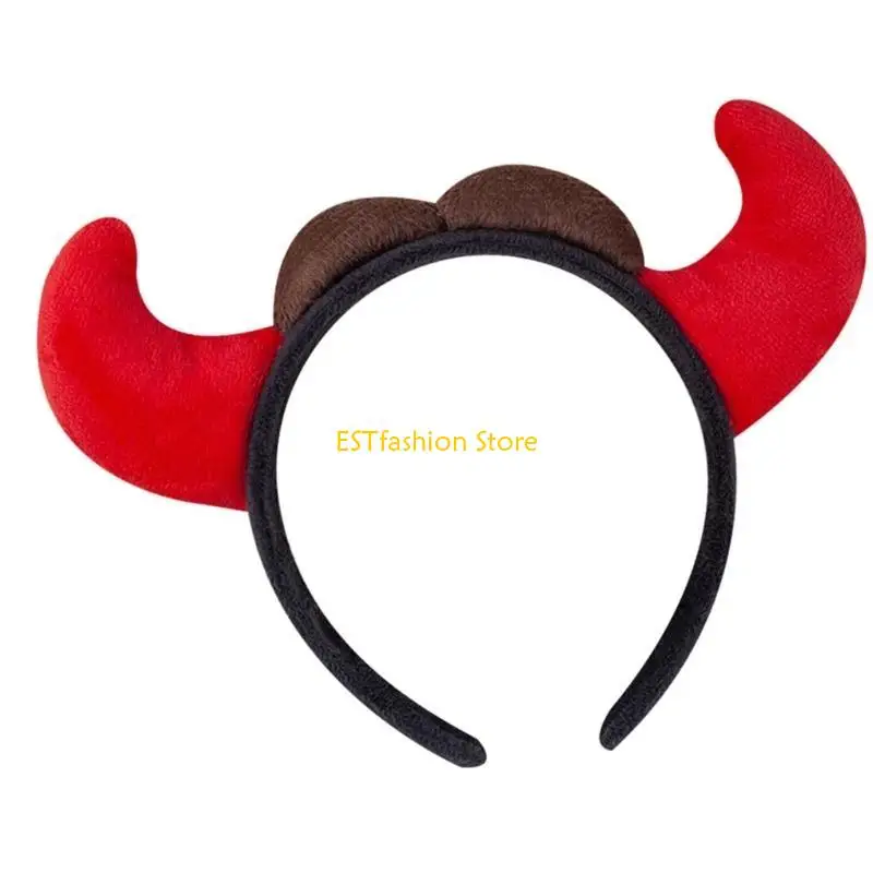 Y5GC Holiday Devil Horn Headwear Wasbaar Practical Halloween Cosplays Prop Comfortabele Fit Kids volwassenen Kostuum