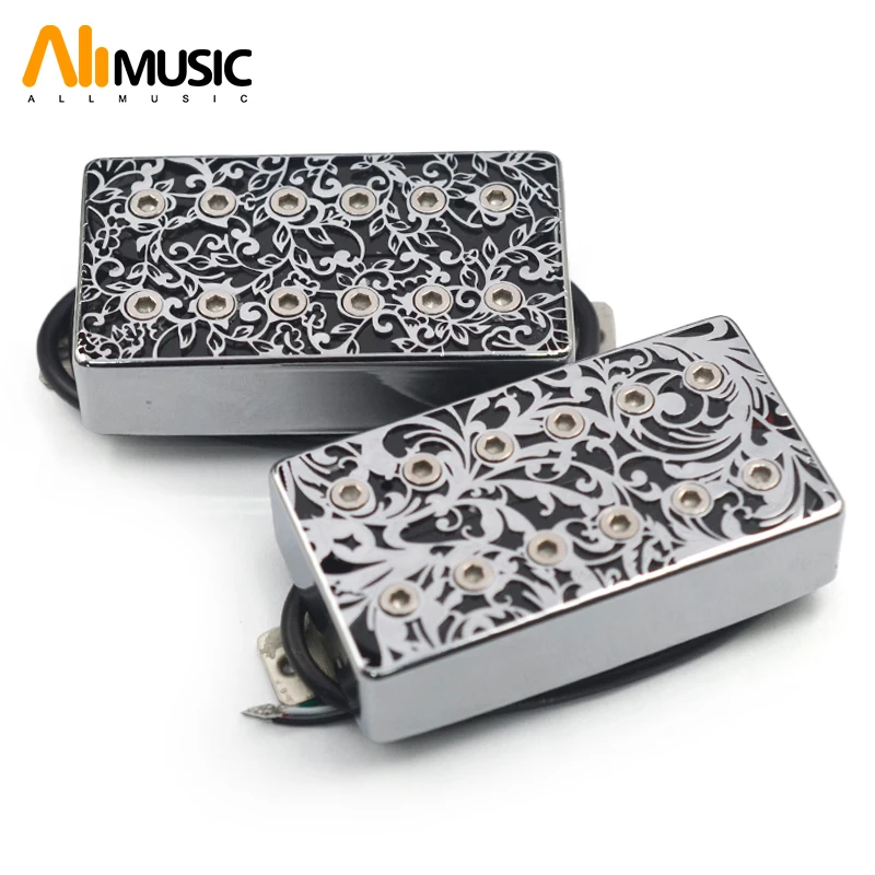 

Alnico 5 Humbucker Hollow Brass Cover Guitar Pickup 4 Conduct Cable 7.5k/15k Coil Splitting Alnico V Pickup for LP Guitar Chrome