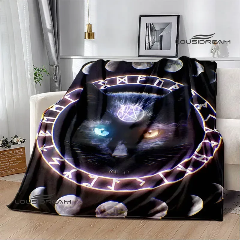 Satan Satan Black Cat Printing Blanket Picnic blanket Flange Warm blanket Home travel blankets bed linings birthday gift