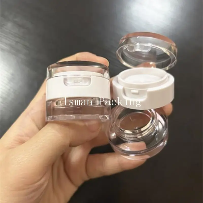 

50Pcs Empty clear white double-layer lip scrub jar eyebrow cream bottle lipstick cans lip balm container jelly packaging shells