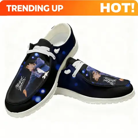 Michael Jackson Casual Shoes Pop Singer Dancer Mens Womans Flat Shoe Breathable Outdoor Lightweight Footwear Custom Made Shoe