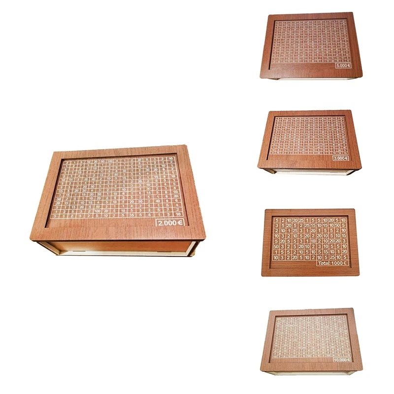 Money Saving Box, Wooden Cash For Kids And Adults, Reusable Money Box With Countdown And Money Target, Challenge