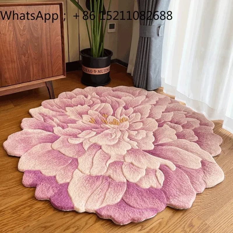 SCY purple peony living room meditation lotus worship mat bedroom round bedside carpet