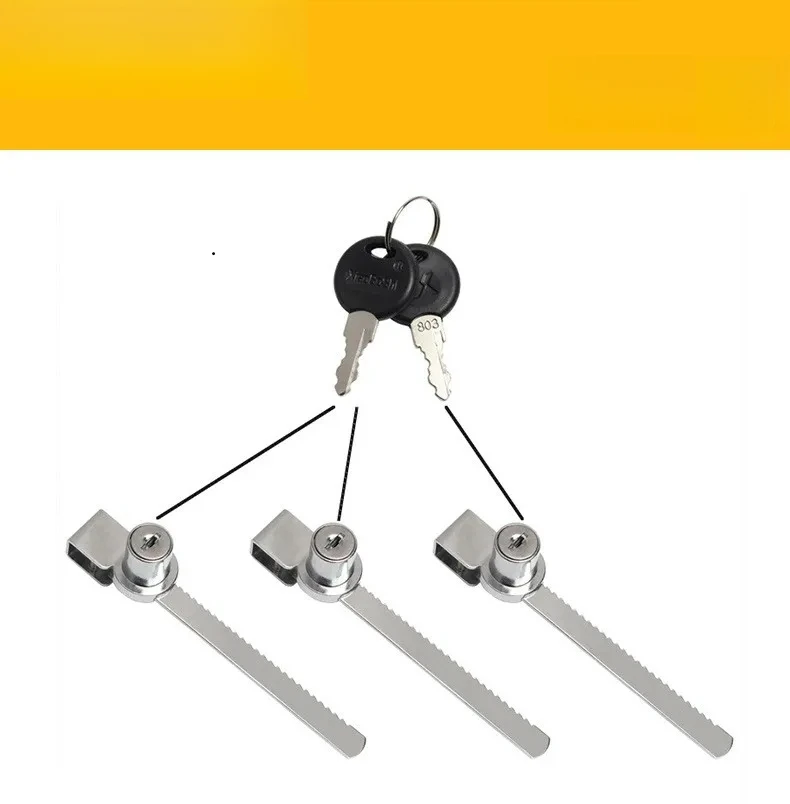 

Three piecesSame Sliding Window Cabinet Lock With Key For Mobile Showcase Display Case Furniture Glass Push Door Hardware Locks