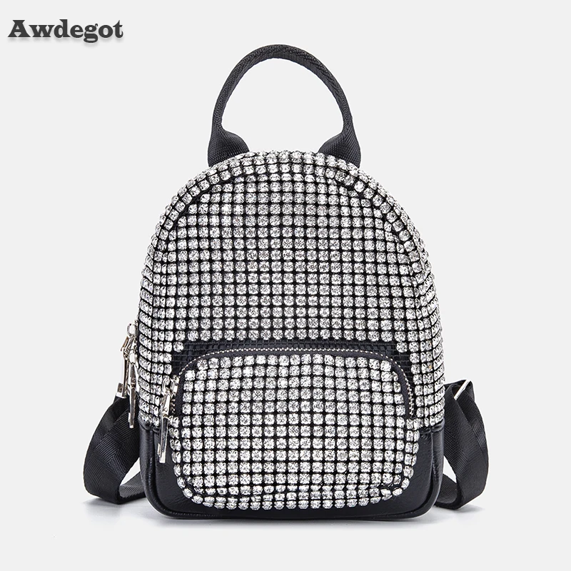 Crystal Rhinestone Women Bag  Luxury Designer Purse Female Backpacks Diamonds Handmade Shining Ladies Backpack Small Mini