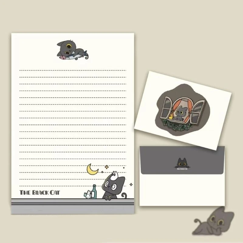 J0MB 1 SET PAPIER PAPIEROWY I KWEPOWANY ZAPIS CATS LITET PISKIET