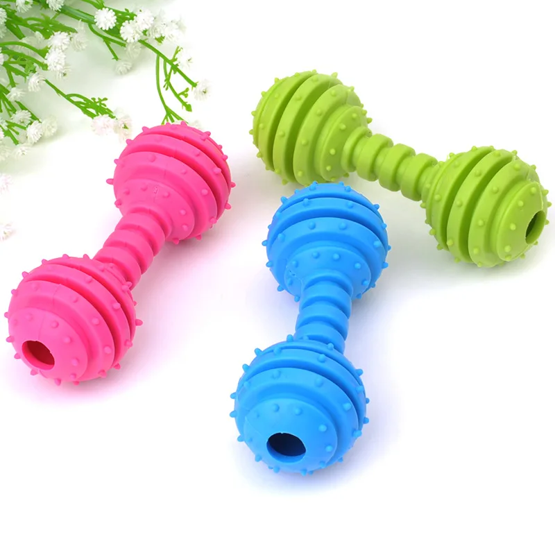 Cat Toy Plastic Barbell Shape Toy Pet Toy Cute Soft Pet Interactive Funny Bell Toy